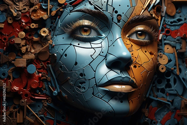 Fototapeta Abstract illustration that visualizes the complex and labyrinthine nature of the Borderline Personality Disorder (BPD) mind, showing the tangled thoughts and emotions