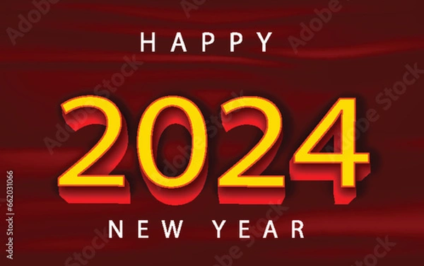 Obraz Happy New Year 2024 Vector Text Effect illustration
