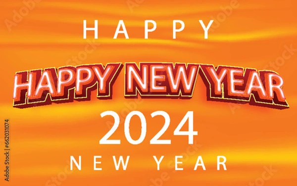 Obraz Happy New Year 2024 Vector Text Effect illustration