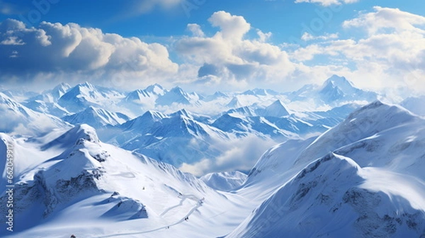 Fototapeta Mountain in winter - AI Generated