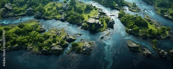 Fototapeta amazon rainforest, aerial view photography, top view photography, Generative AI