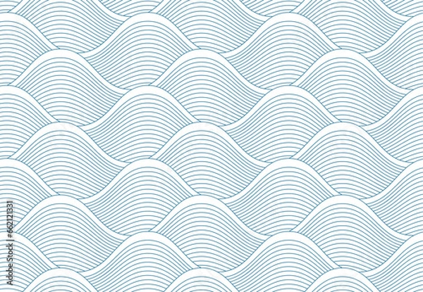 Fototapeta Seamless abstract pattern with blue waves