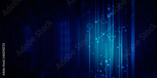 Fototapeta 2d illustration Abstract futuristic electronic circuit technology background
