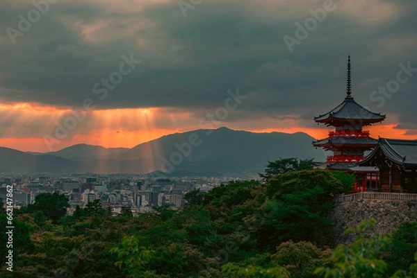 Fototapeta eiffel tower at sunset