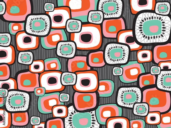 Fototapeta retro lava flower squares