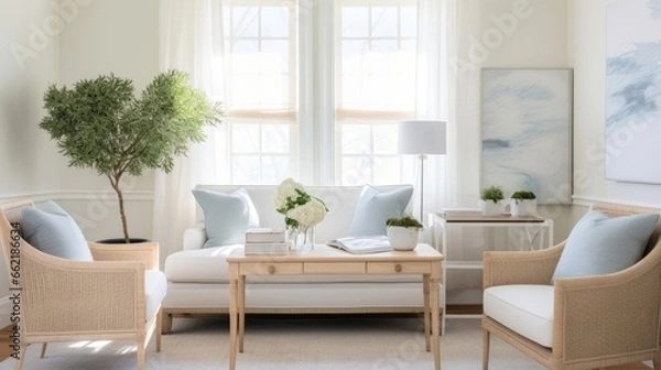 Fototapeta A therapist's serene office with soft, inviting furnishings