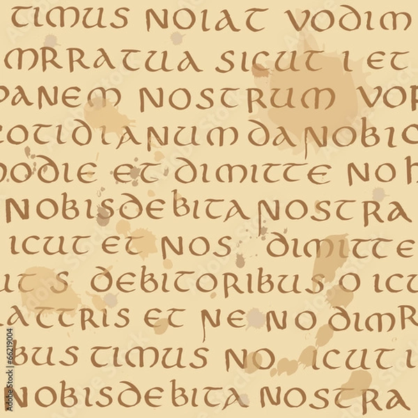 Obraz The ancient script seamless pattern. Old letters on parchment