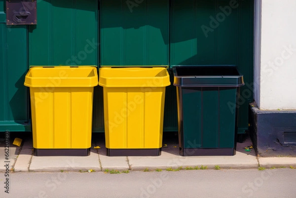 Obraz Recycling concept. Garbage Can Symbolizing Recycling and Environmental Consciousness. Generative AI