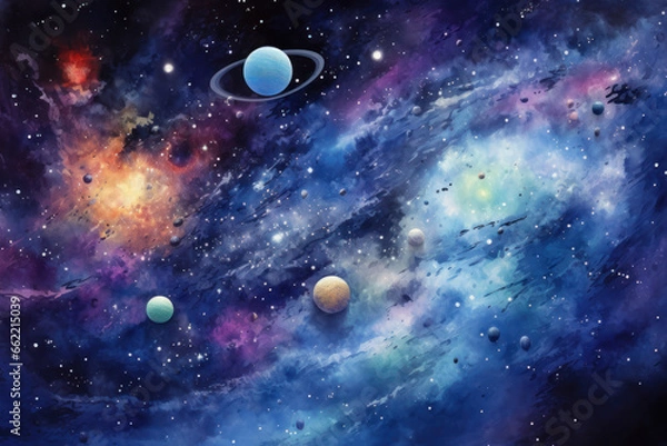 Fototapeta watercolor galaxy art
