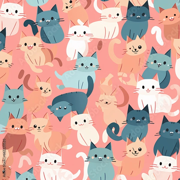 Fototapeta seamless pattern with cats