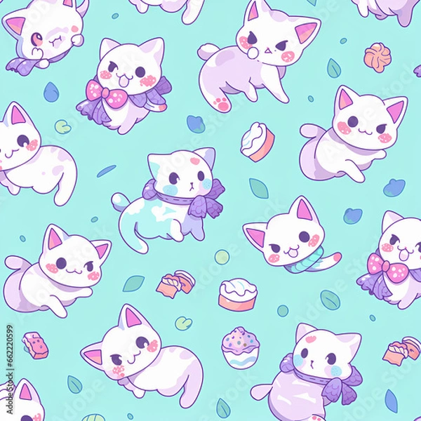 Fototapeta seamless pattern with cats