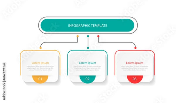 Fototapeta Modern design template infographic vector element with 3 step process diagram line concept