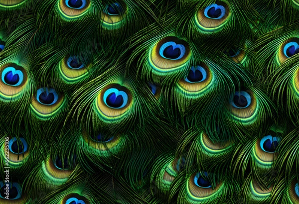 Fototapeta Colorful Realistic Peacock Feather Pattern Background