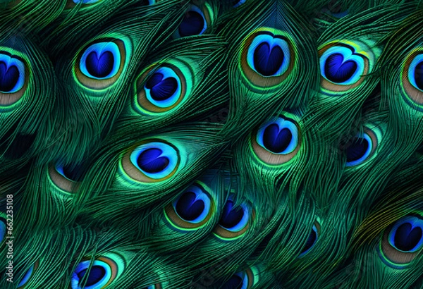Fototapeta Colorful Realistic Peacock Feather Pattern Background