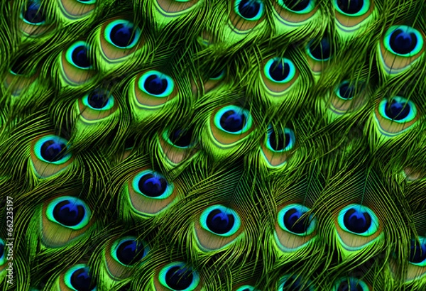 Fototapeta Colorful Realistic Peacock Feather Pattern Background
