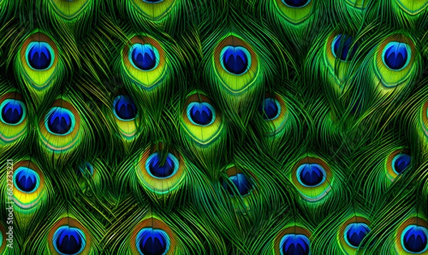 Fototapeta Colorful Realistic Peacock Feather Pattern Background