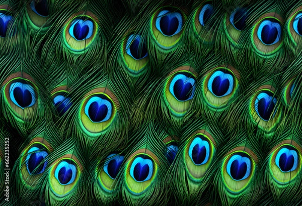 Fototapeta Colorful Realistic Peacock Feather Pattern Background