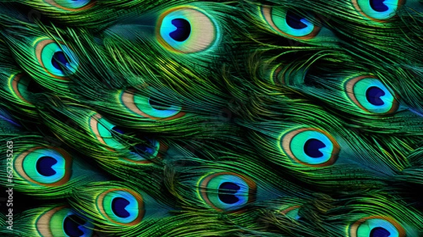 Fototapeta Colorful Realistic Peacock Feather Pattern Background