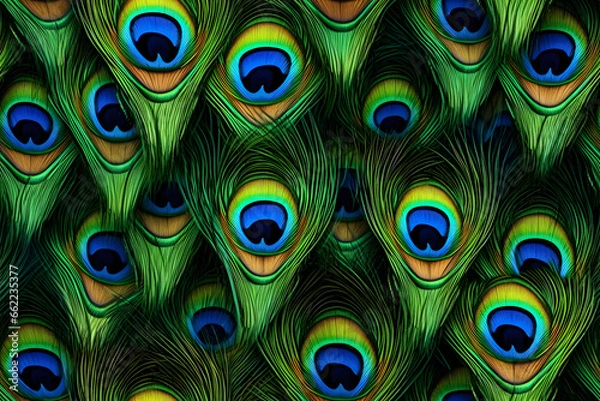 Fototapeta Colorful Realistic Peacock Feather Pattern Background