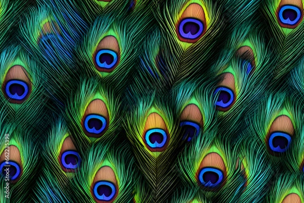 Fototapeta Colorful Realistic Peacock Feather Pattern Background