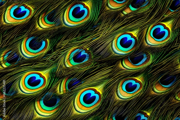 Fototapeta Colorful Realistic Peacock Feather Pattern Background