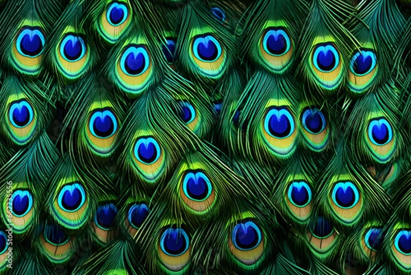 Fototapeta Colorful Realistic Peacock Feather Pattern Background