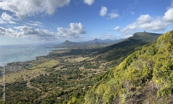 Obraz Panorama view on the west coast of Mauritius - seen from point sublime in Ebony Forest