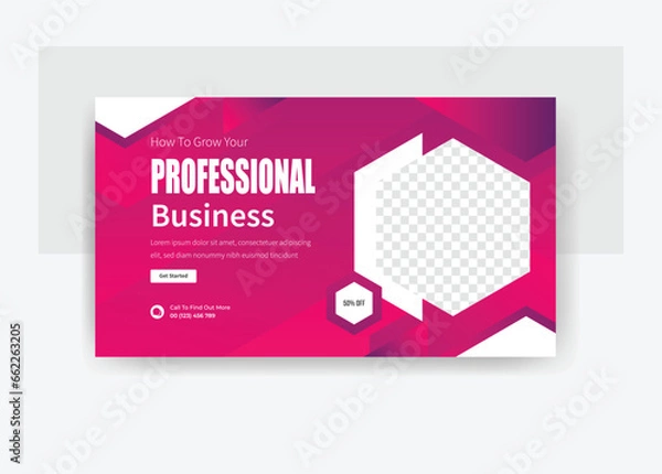 Fototapeta How to grow your professional business YouTube thumbnail design, business template design 