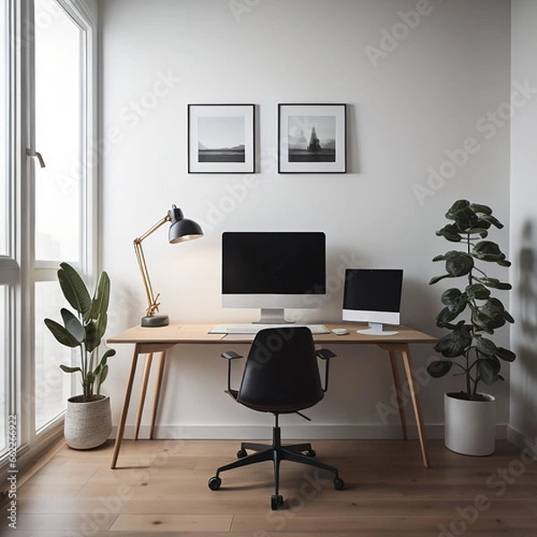 Fototapeta beautiful computer interior design with attractive background generated by AI