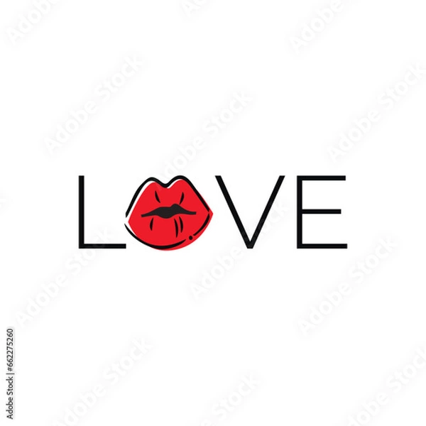 Obraz Fashion love vector illustration with red lips 