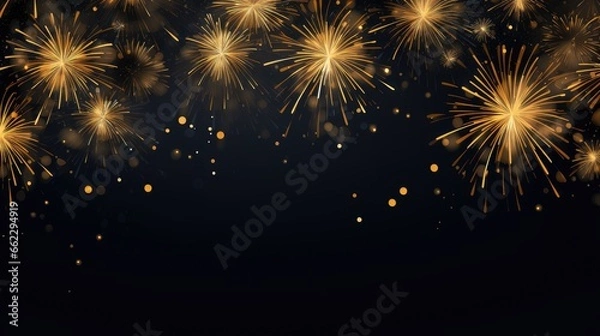 Obraz Banner with fireworks on light black background