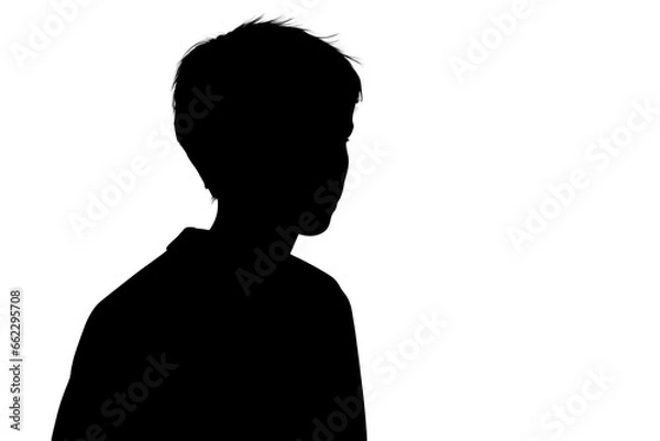 Obraz Black silhouette of an unknown person on a white background.