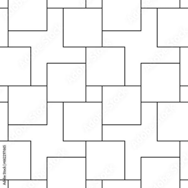 Fototapeta Flooring vector. Seamless surface pattern design with polygons. Repeated black figures tessellation on white background. Tiling wallpaper. Mosaic motif. Digital paper for page fills, web designing.