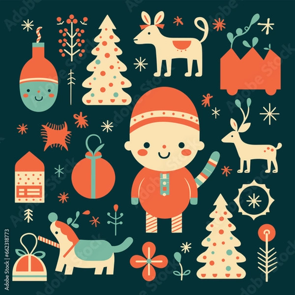 Obraz christmas ornaments frame vector