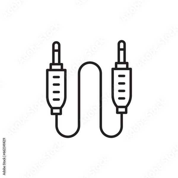 Obraz AUX icon. Audio cable icon. Aux sign. Audio cable sign. DJ cable symbol. Aux symbol vector pictogram flat sign design. UX UI icon