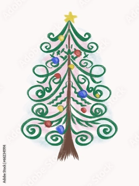 Fototapeta Christmas tree with curly branches