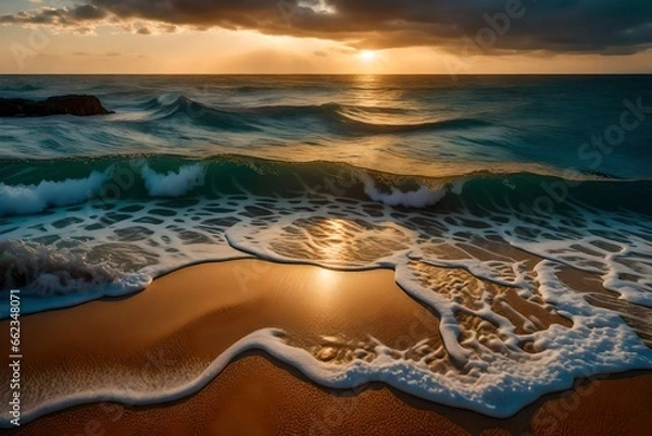 Fototapeta Ocean waves and beach with sand 