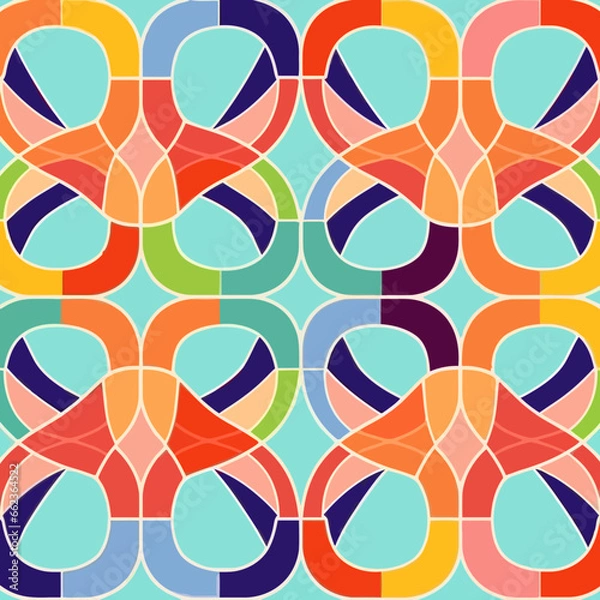 Fototapeta Celtic interlocking circles quirky doodle pattern, background, cartoon, vector, whimsical Illustration