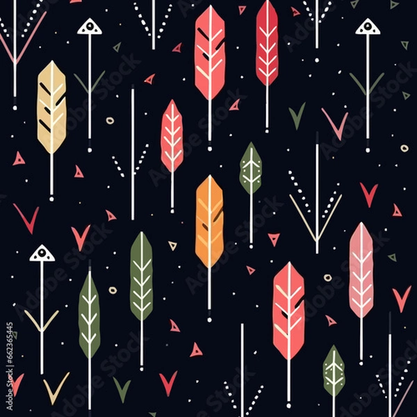 Obraz Arrow motifs quirky doodle pattern, background, cartoon, vector, whimsical Illustration