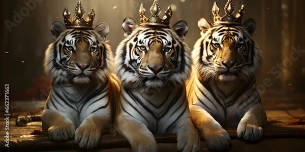 Fototapeta "Royal Stripes: Tiger with Crown" | Background Design | Generative AI Artwork