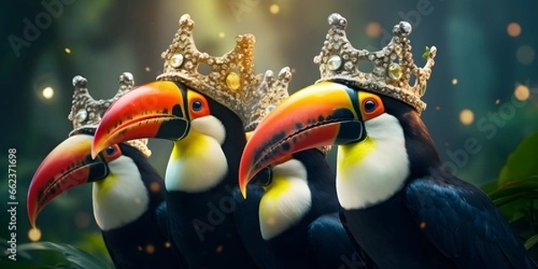 Obraz "Crowned Toucan Majesty: The Beak of Royalty" | Background Design | Generative AI Artwork