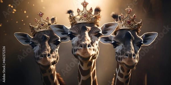 Obraz "Tall and Crowned: Giraffe Royalty" | Background Design | AI Generated Artwork