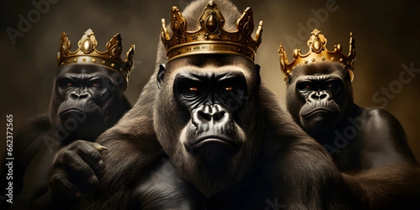 Fototapeta "Kingly Strength: Gorilla with Crown" | Background Design | Generative AI Artwork