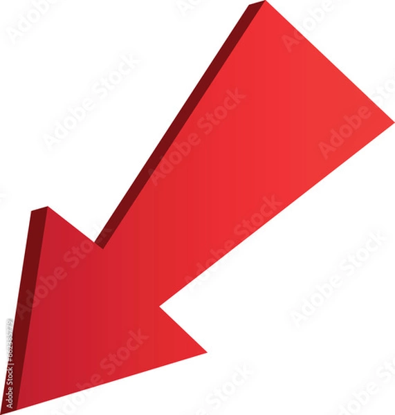 Fototapeta 3D gradient shiney red arrow symbol. Arrow in shiney 3d arrow icons for app, web digital illustration design. Vector illustration