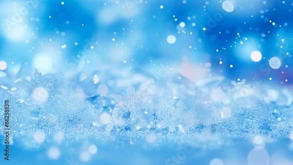 Fototapeta Abstract Dark Blue Winter Wonderland Border with Snowflakes and Indigo Accents - Perfect for Your Christmas Designs