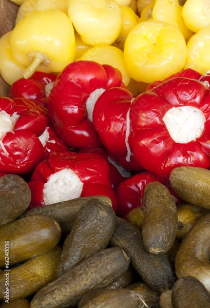 Obraz Assorted pickles (cucumbers and peppers)