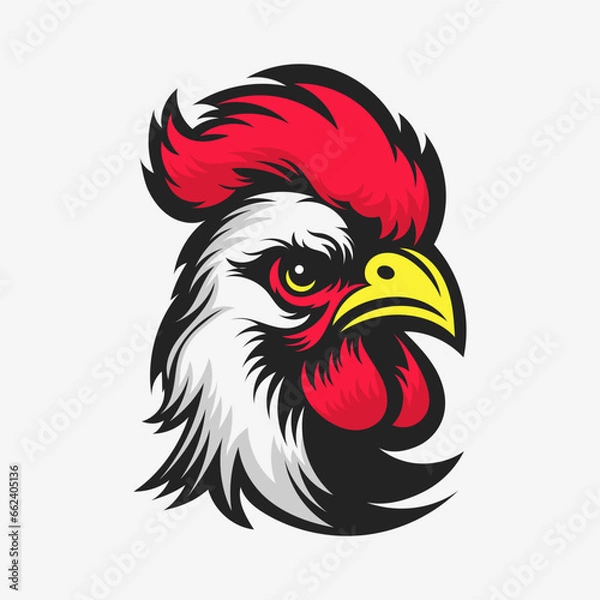 Fototapeta Rooster head mascot design. Vector logo