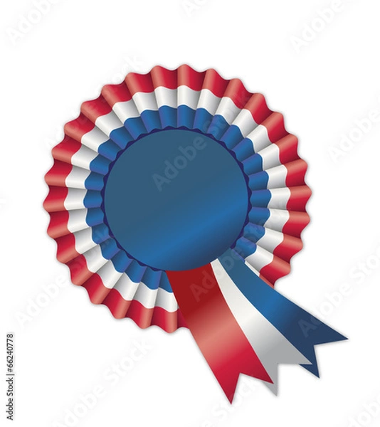 Fototapeta Vector illustration of nice tri-color rosette ribon