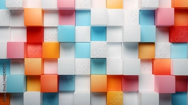 Fototapeta Geometric Harmony: 3D Abstract Cubes in Pastel Palette. Generative ai