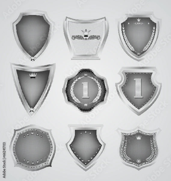 Fototapeta Set of old dark vintage  label-holds  haldfone style.
